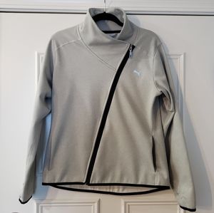 PUMA Silver/Gray Asymmetrical Track Jacket: Size Large